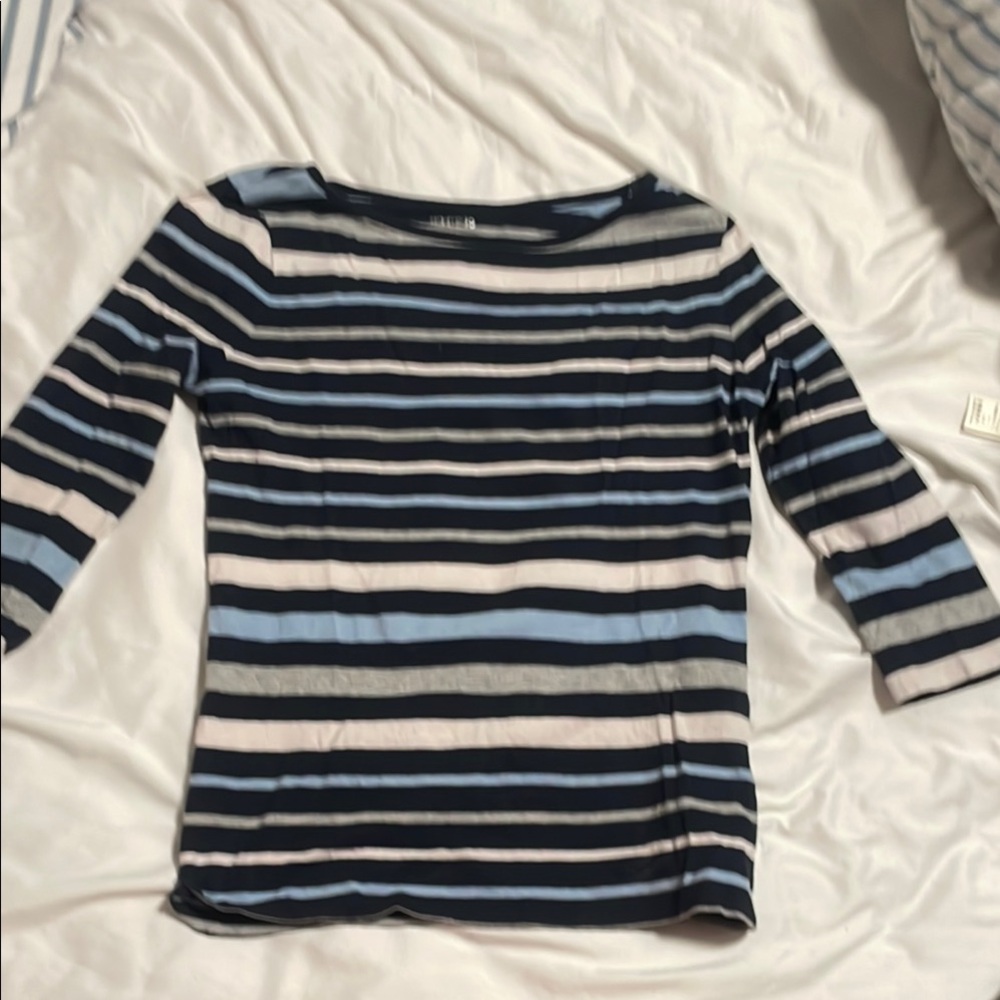 Montego Bay Club Striped Top - Navy, Light Blue, and White